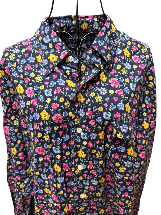 Ralph Lauren Tops - Ralph Lauren Navy Cotton Floral Button-Down Shirt with Pink & Yellow Accents XXL